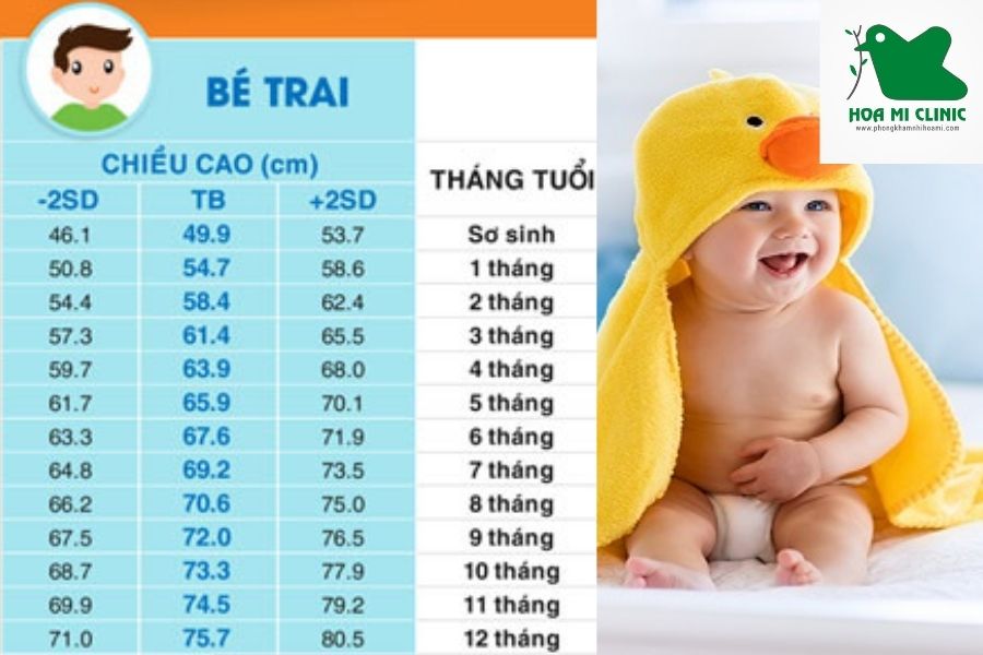 Chiều cao chuẩn bé trai dưới 1 tuổi